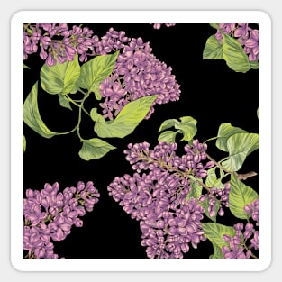 Lilac flower on black Sticker